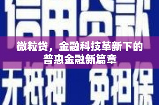 平川微粒贷，金融科技革新下的普惠金融新篇章