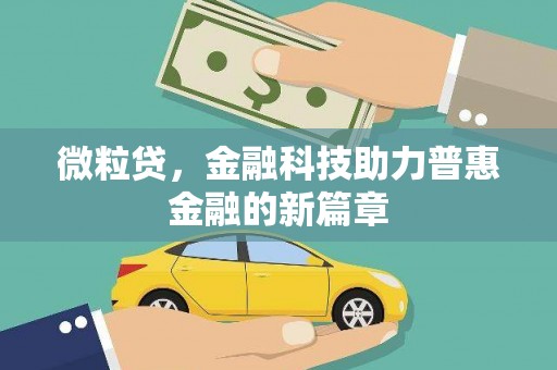 平川微粒贷，金融科技助力普惠金融的新篇章