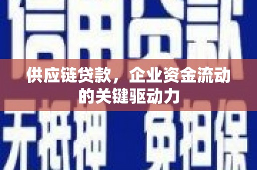 平川供应链贷款，企业资金流动的关键驱动力