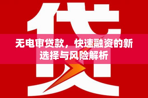 平川无电审贷款，快速融资的新选择与风险解析