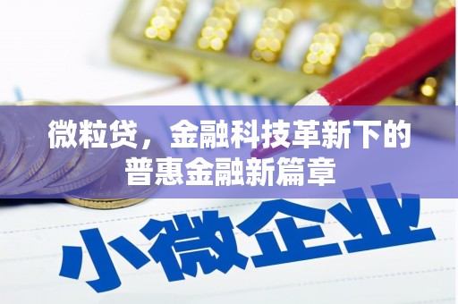 平川微粒贷，金融科技革新下的普惠金融新篇章