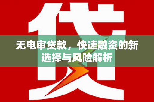 平川无电审贷款，快速融资的新选择与风险解析