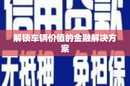 平川解锁车辆价值的金融解决方案
