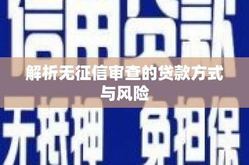平川解析无征信审查的贷款方式与风险